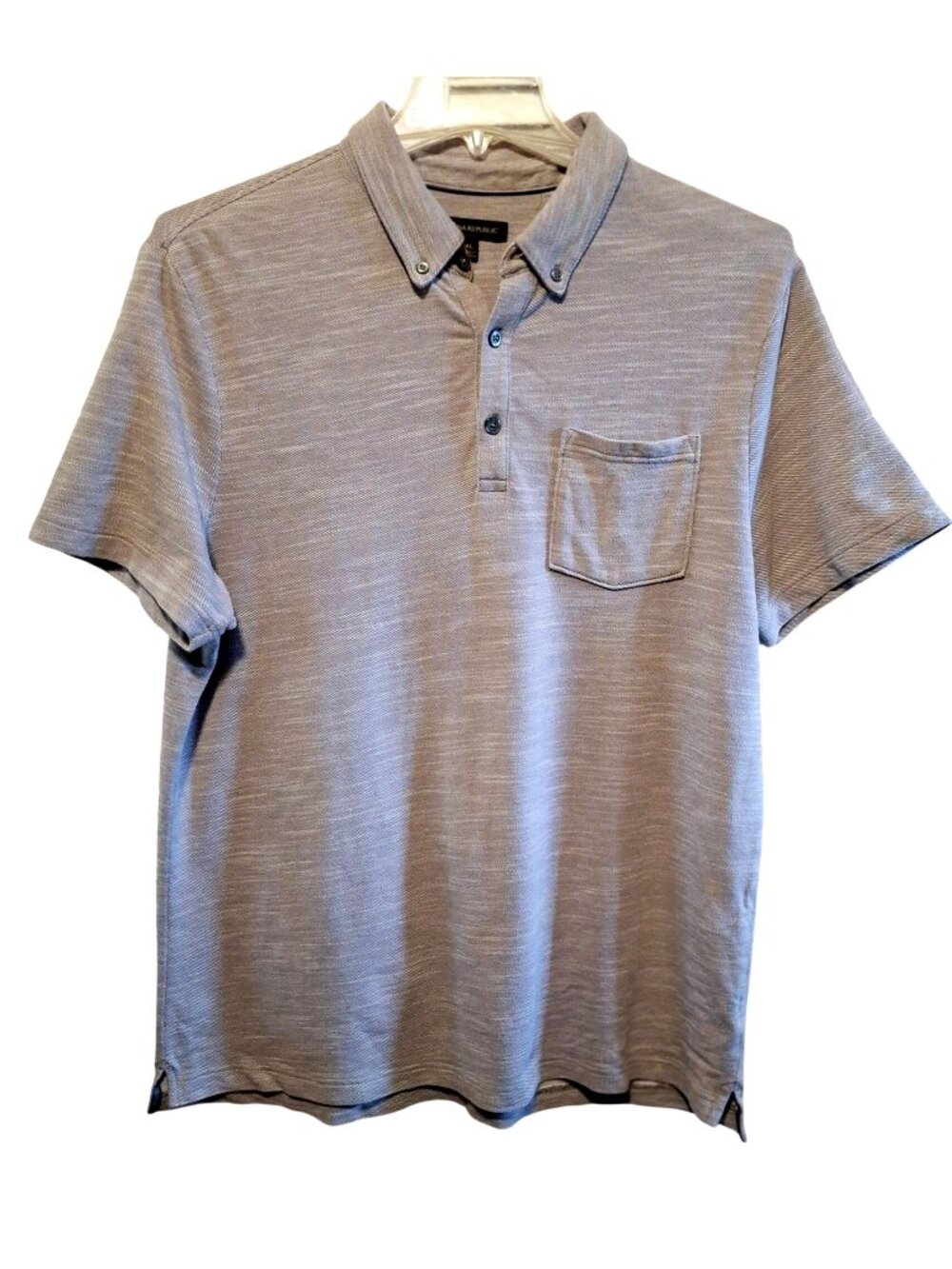 Banana Republic Mens XL Gray Short Sleeve Polo Shirt Button Collar Cotton Blend